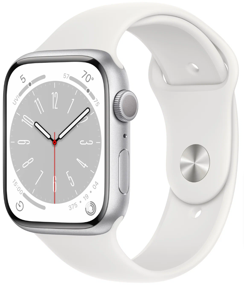 Умные часы Apple Watch Series 8 45 мм, серебристый/белый (США)